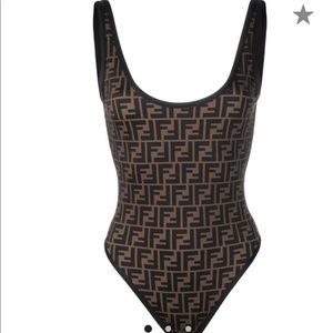 Bnwt fendi one piece with navy trim